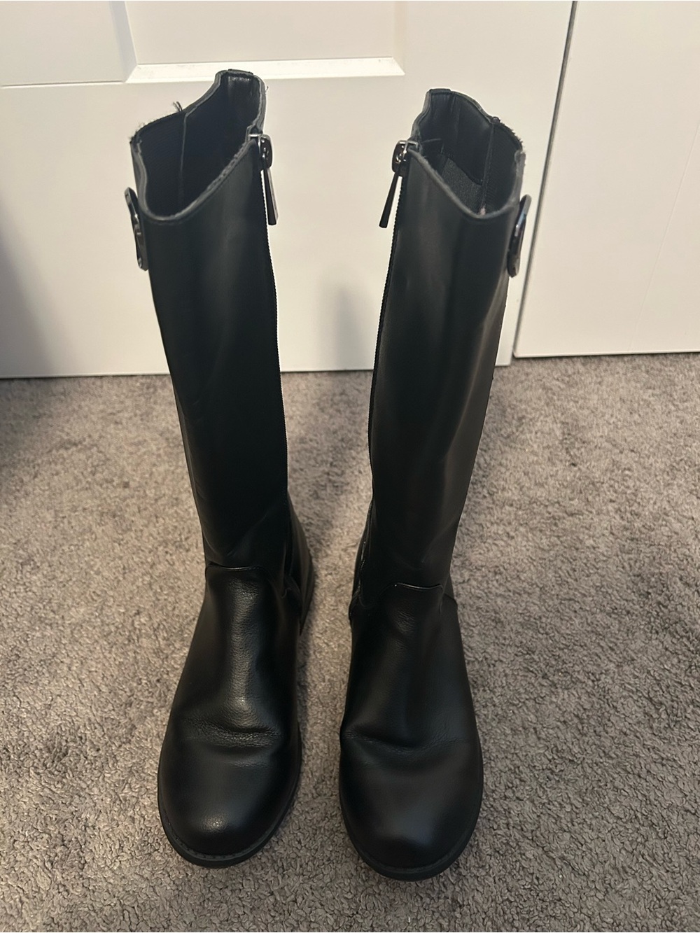 Michael Kors Girls Black Leather Over-the-Knee Zip-Detail Boots